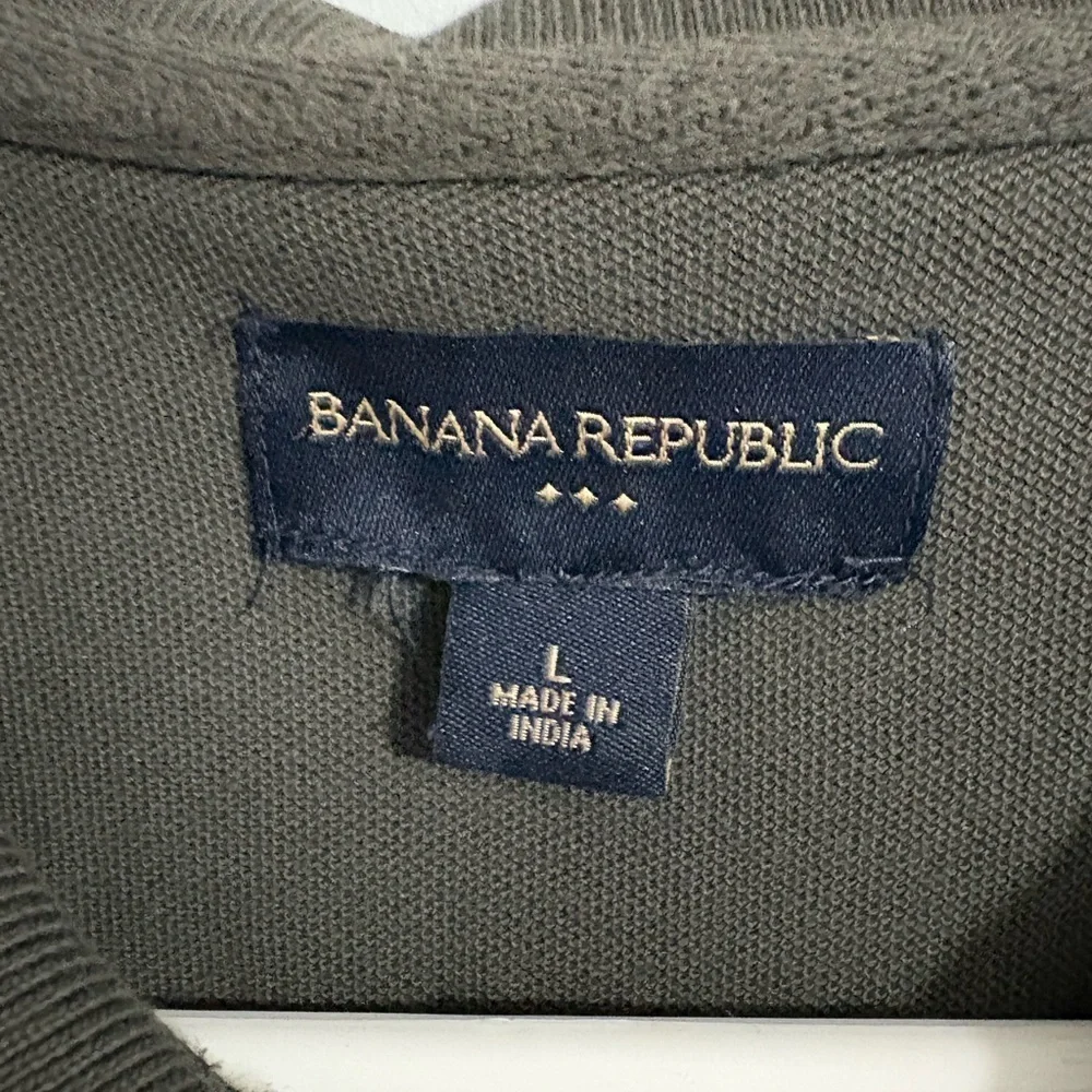 Banana Republic Mens Cotton Polo Short Sleeve Argyle Preppy Large Gray